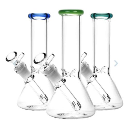 Eaze Accessories - 8" Mini Beaker Colorful Rim Bong/Rig - Tier 2